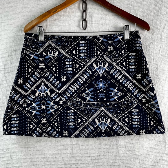 Patagonia Blue Bandana Pattern Medium Mini Skirt Stretch Western Sporty Boho - Picture 1 of 12